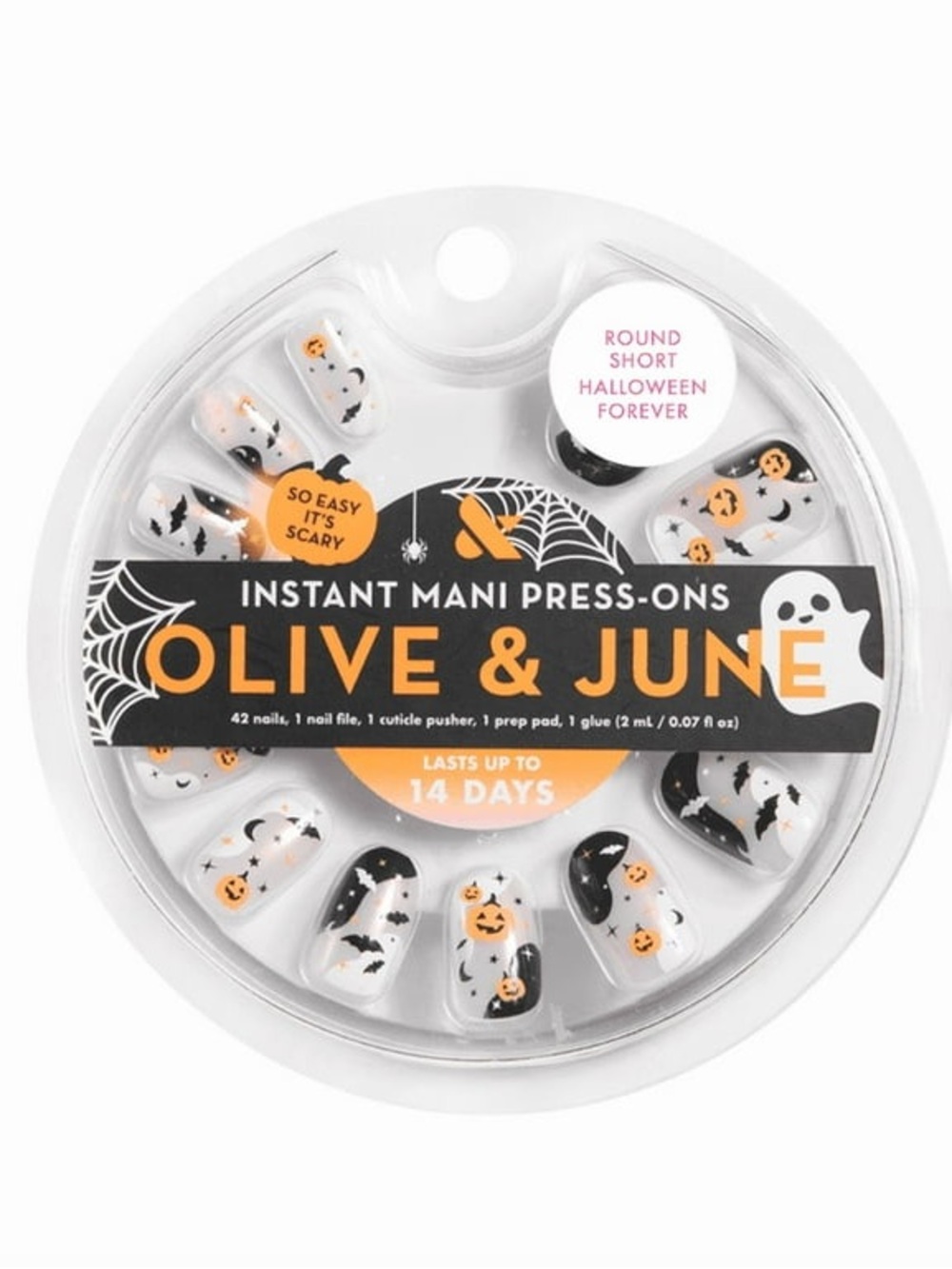 Olive & June Instant Mani Short Round Press-on Nails, Halloween Forever, 42 pcs